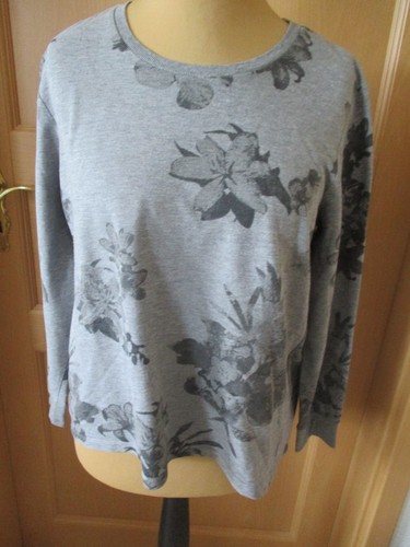 Shirt langarmshirt grau blumen - shirt,